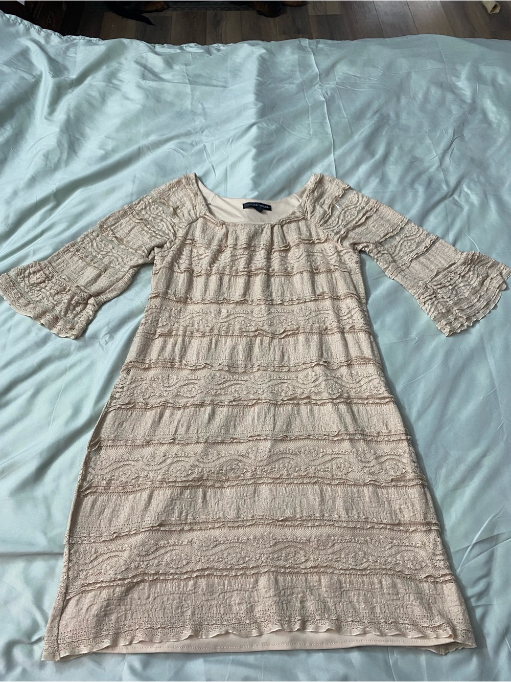 Chris McLaughlin Beige Lace Tiered Ruffle Dress - Size‎ 8 Romantic Feminine - Picture 2 of 10